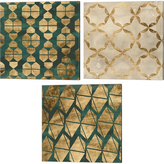 Great Art Now Tile Tableau by June Erica Vess 3 Piece Canvas Art Set Each 14"W x 14"H