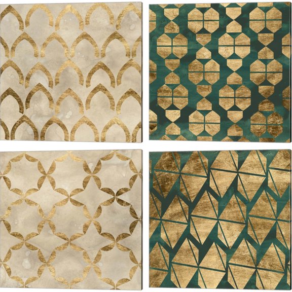 Great Art Now Tile Tableau by June Erica Vess 4 Piece Canvas Art Set Each 14"W x 14"H