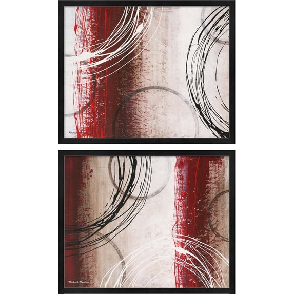 Great Art Now Tricolored Gestures by Michael Marcon, 2 Piece Framed Art Set Each 21.25"W x 17.25"H