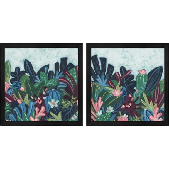 Great Art Now Tropic Vista by June Erica Vess, 2 Piece Framed Art Set Each 13"W x 13"H
