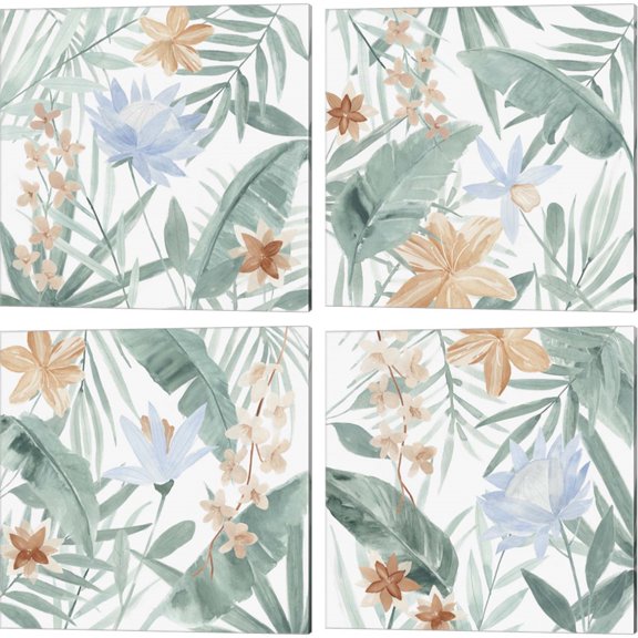 Great Art Now Tropical Welcome by Annie Warren 4 Piece Canvas Art Set Each 14W x 14H