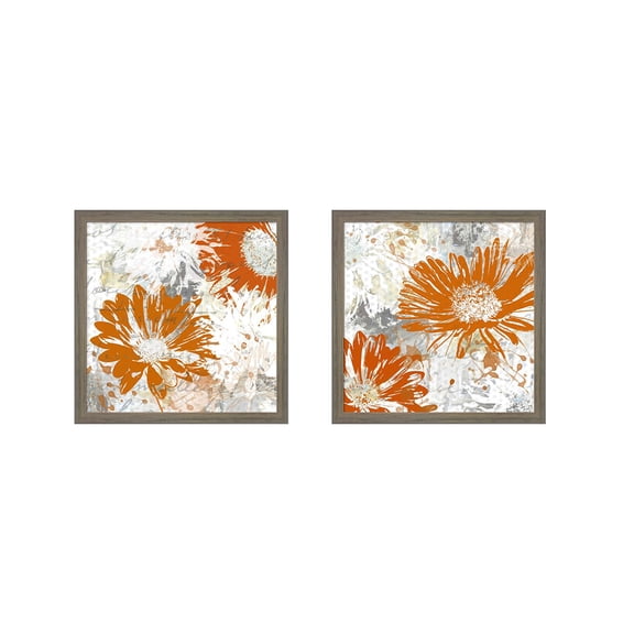 Great Art Now Upsy Daisy by Michael Brey, 2 Piece Framed Art Set Each 13.5W x 13.5H