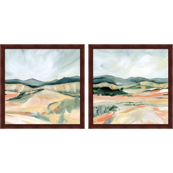 Great Art Now Vermillion Landscape by Katrina Pete, 2 Piece Framed Art Set Each 13"W x 13"H