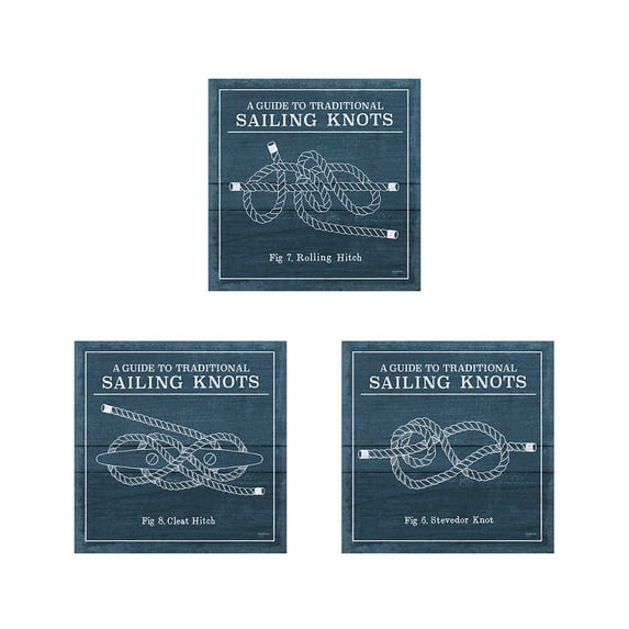 Great Art Now Vintage Sailing Knots by Mary Urban 3 Piece Print Art Set Each 12W x 12H