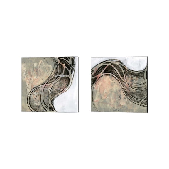 Great Art Now Wave Flux by Jennifer Goldberger 2 Piece Canvas Art Set Each 14W x 14H