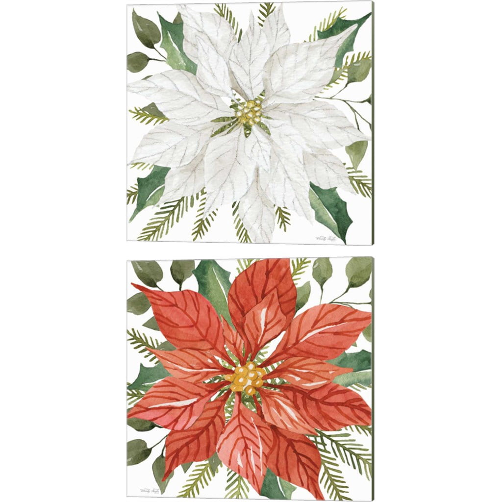 Great Art Now White & Red Poinsettia by Cindy Jacobs 2 Piece Canvas Art ...