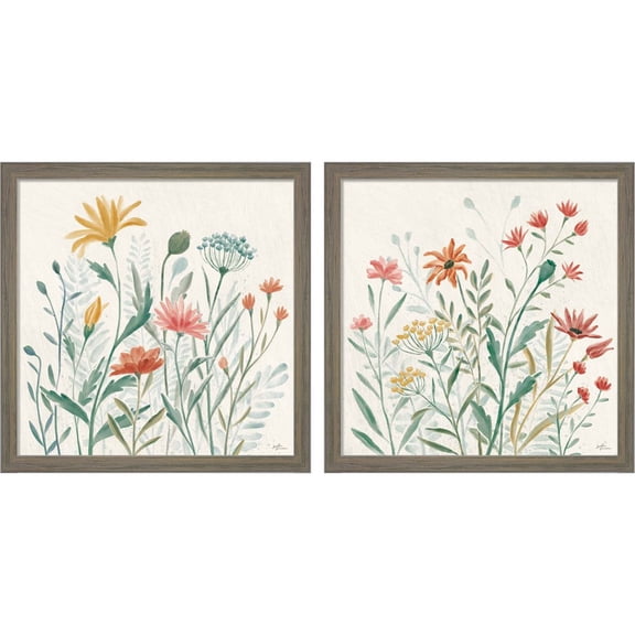 Great Art Now Wildflower Vibes B by Janelle Penner, 2 Piece Framed Art Set Each 13"W x 13"H