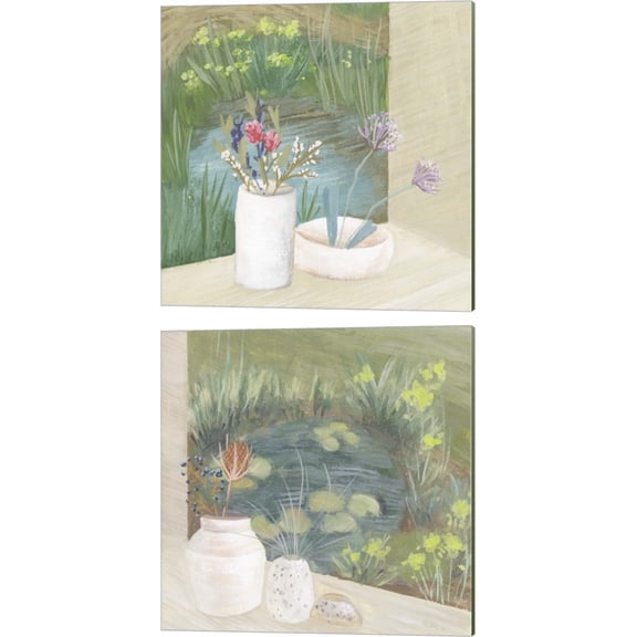 Great Art Now Window Plants by Melissa Wang 2 Piece Canvas Art Set Each 14"W x 14"H