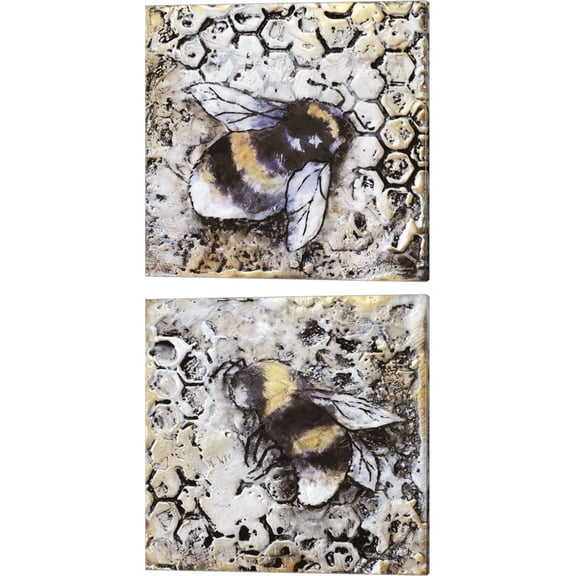 Great Art Now Worker Bees by Britt Hallowell 2 Piece Canvas Art Set Each 14W x 14H