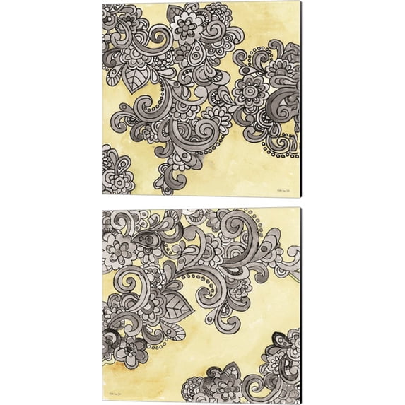 Great Art Now Yellow--Gray Pattern by Stellar Design Studio 2 Piece Canvas Art Set Each 14W x 14H