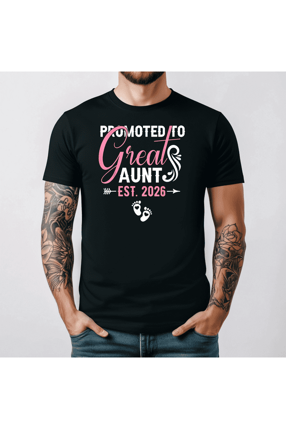 Great Aunt Promotion Est 2026 Cute Family Announcement Tee V14136,for men and women up to 5XL