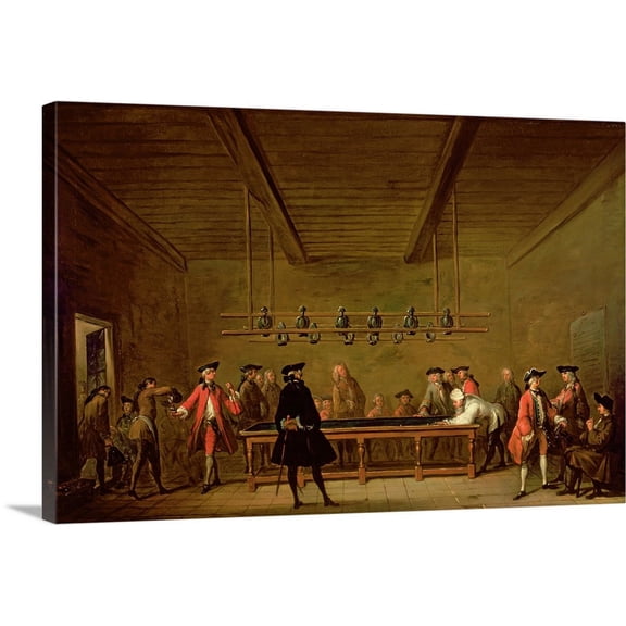 Great BIG Canvas | "A Game of Billiards, c.1720-26" Canvas Wall Art - 24x16