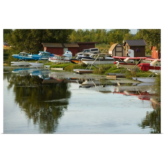 Great BIG Canvas | "Alaska, Anchorage, Lake Hood Air Harbor World's Busiest Float plane Base" Art Print - 48x32
