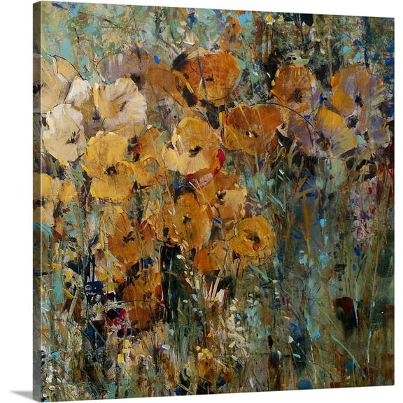Great BIG Canvas | "Amber Poppy Field II" Canvas Wall Art - 30x30