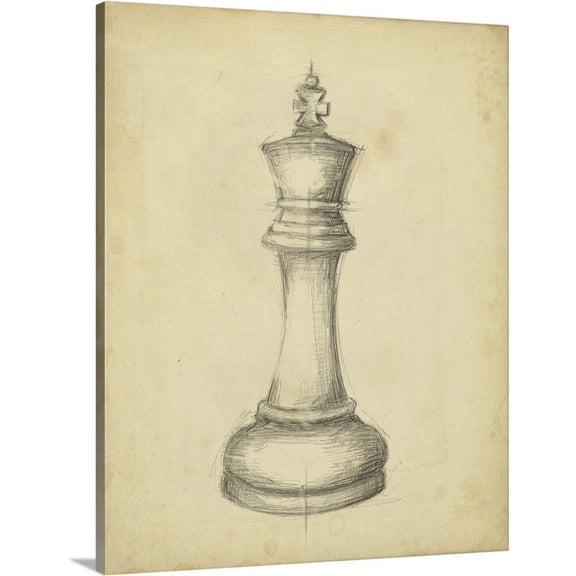 Great BIG Canvas | "Antique Chess I" Canvas Wall Art - 16x20