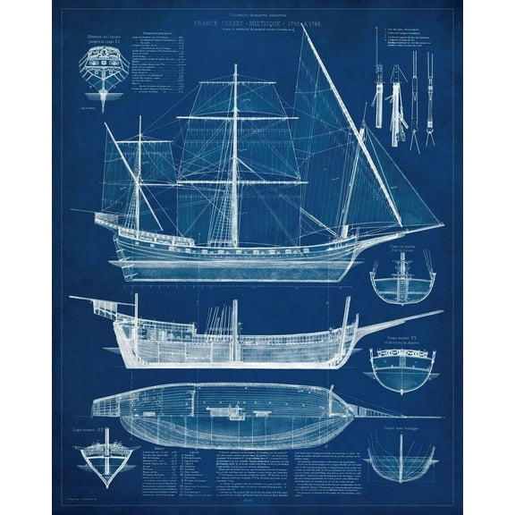 Great BIG Canvas | "Antique Ship Blueprint I" - 16x20
