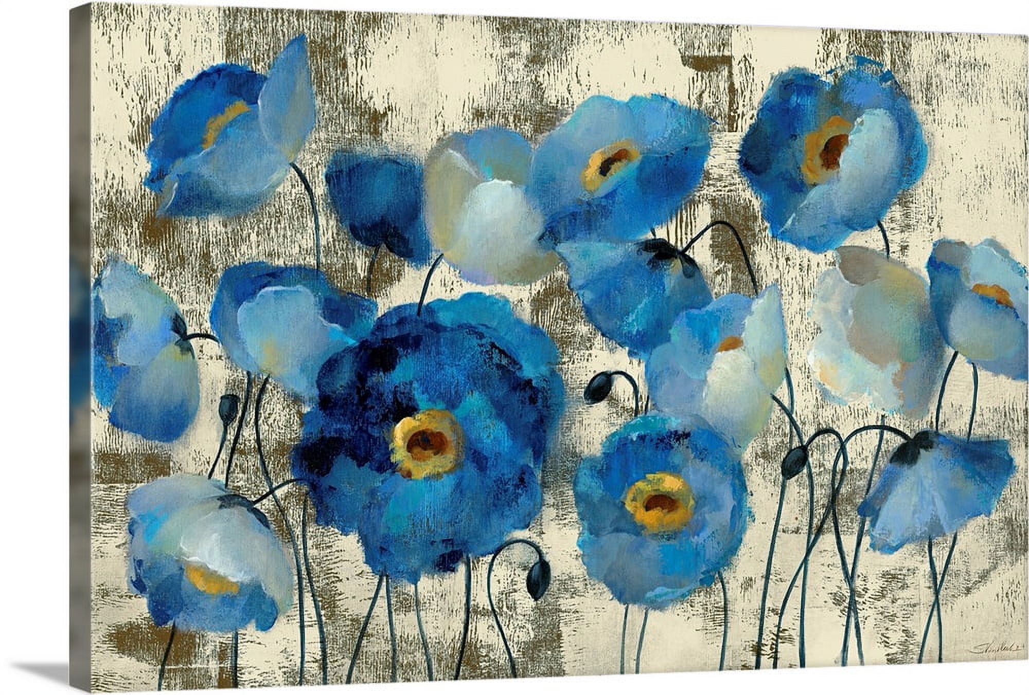 Great BIG Canvas "Aquamarine Floral" Canvas Wall Art 48x32