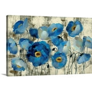 Great BIG Canvas | "Aquamarine Floral" Canvas Wall Art - 48x32