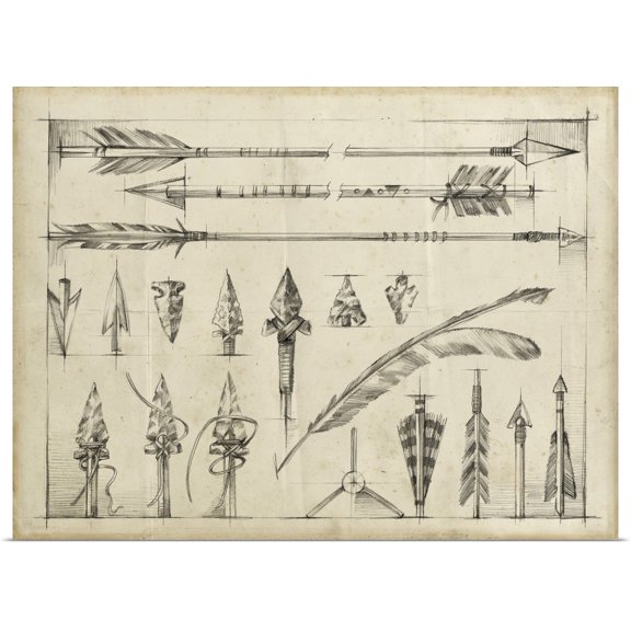 Great BIG Canvas | "Arrow Schematic I" Art Print - 24x18