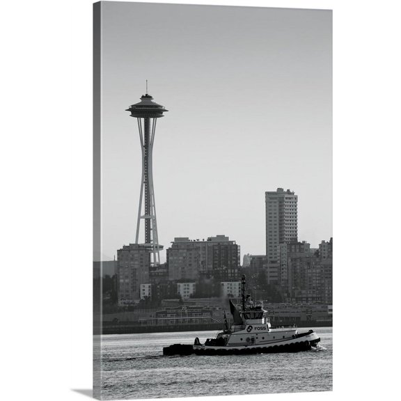 Great BIG Canvas | "BW Space Needle IV" Canvas Wall Art - 24x36