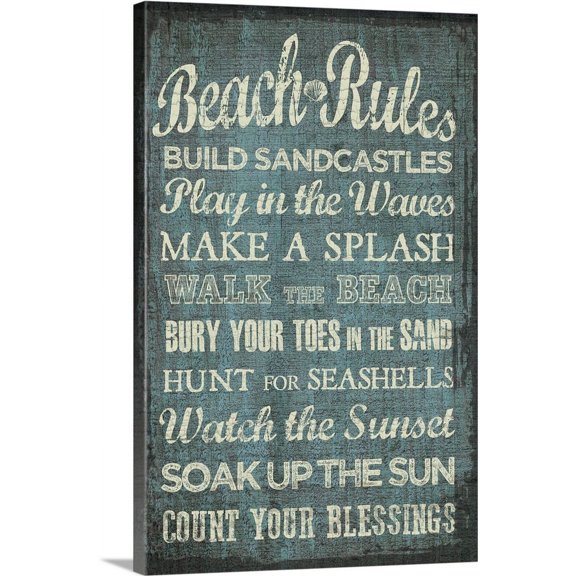 Great BIG Canvas | "Beach Rules" Canvas Wall Art - 24x36