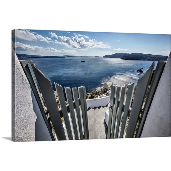 Great BIG Canvas | "Beautiful view of the Aegean Sea from Oia, Santorini, Greece" Canvas Wall Art - 30x20