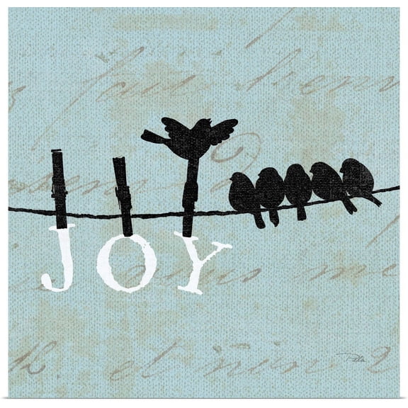 Great BIG Canvas | "Birds on a Wire Square - Joy" Art Print - 16x16