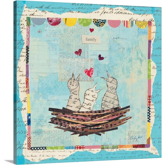 Great BIG Canvas | "Blue Love Birds Square" Canvas Wall Art - 20x20