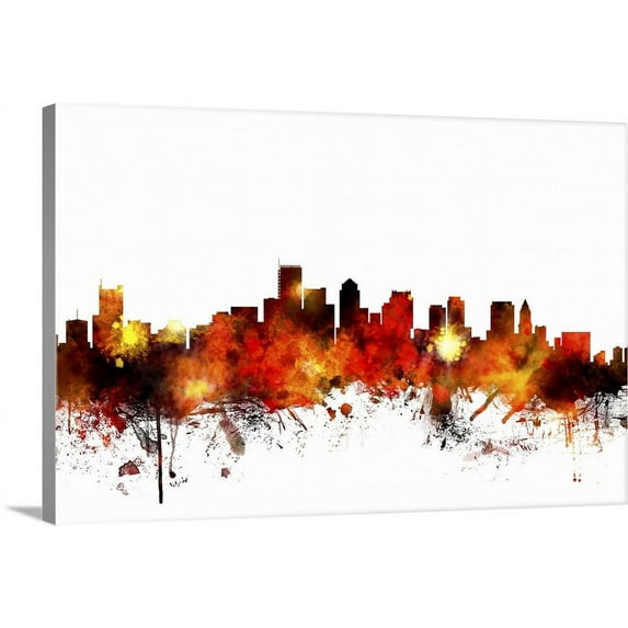 Great BIG Canvas | "Boston Massachusetts Skyline" Canvas Wall Art - 48x32