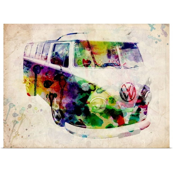 Great BIG Canvas | "Camper Van Urban Art" Art Print - 24x18
