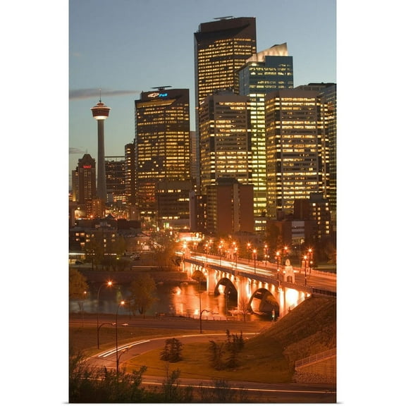 Great BIG Canvas | "Canada, Alberta, Calgary, Downtown Calgary and bridge" Art Print - 24x36