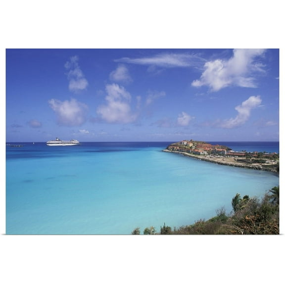 Great BIG Canvas | "Caribbean, St. Maarten, Phillipsburg, Great Bay Beach" Art Print - 30x20