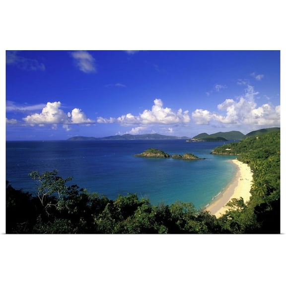 Great BIG Canvas | "Caribbean, US Virgin Islands, St. John, Trunk Bay. Aerial view" Art Print - 24x16