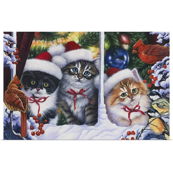 Great BIG Canvas | "Cats In Window" Art Print - 30x20