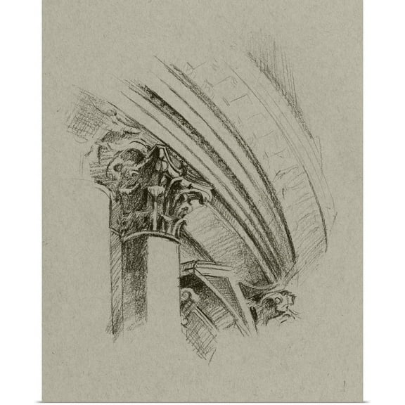 Great BIG Canvas | "Charcoal Architectural Study III" Art Print - 24x30