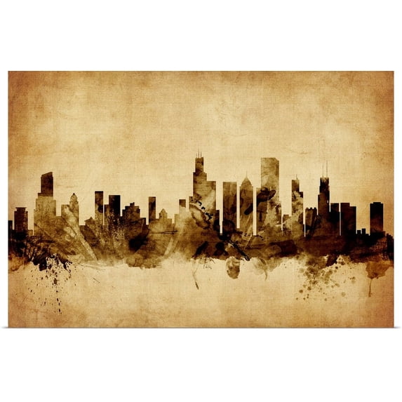 Great BIG Canvas | "Chicago Illinois Skyline" Art Print - 30x20