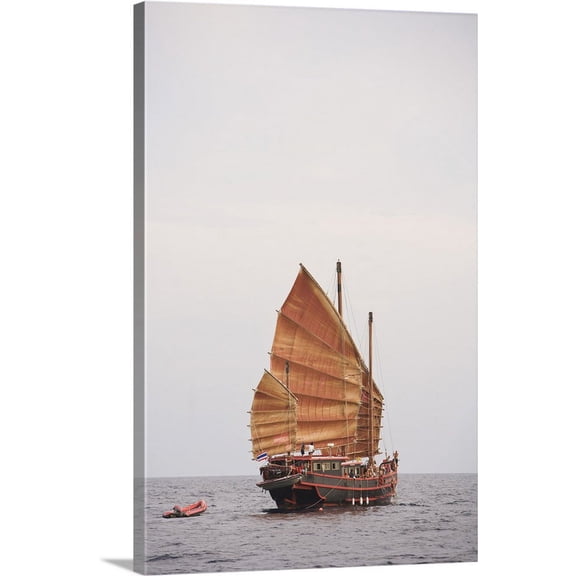 Great BIG Canvas | "Chinese Junk style sailing boat, Similan Islands, Thailand" Canvas Wall Art - 32x48