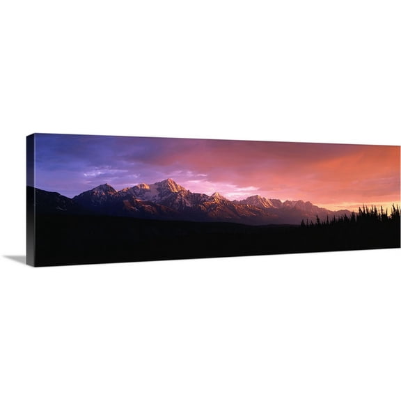 Great BIG Canvas | "Chugach Mountains At Sunset Near Matanuska Glacier, Southcentral, Alaska" Canvas Wall Art - 36x12