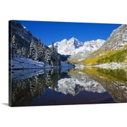 Great BIG Canvas | "Colorado, Near Aspen, Landscape Of Maroon Lake And Maroon Bells In Distance" Canvas Wall Art - 36x24