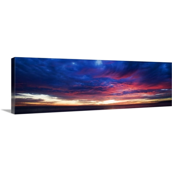Great BIG Canvas | "Colorful sunset over Malibu, California" Canvas Wall Art - 36x12