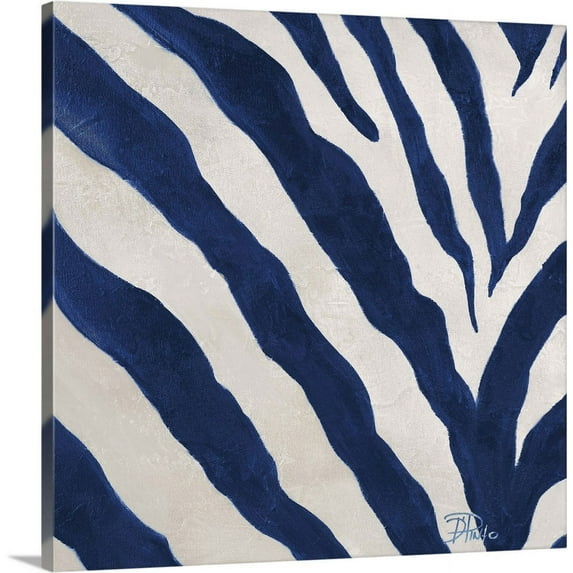 Great BIG Canvas | "Contemporary Blue Zebra I" Canvas Wall Art - 24x24