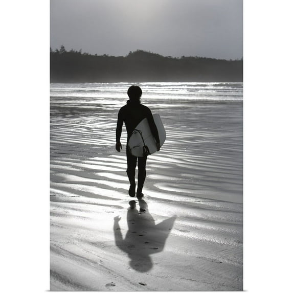GBC | "Cox Bay, Tofino, British Columbia, Canada, Surfer Walking On The Beach" Art Print - 24x36