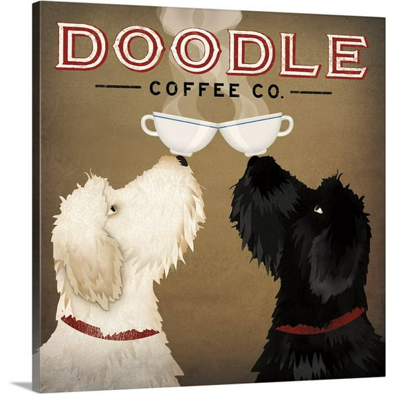 Great BIG Canvas | "Doodle Coffee Double IV" Canvas Wall Art - 20x20