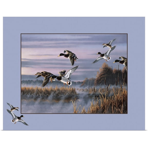 Great BIG Canvas | "Ducks In Flight I" Art Print - 20x16