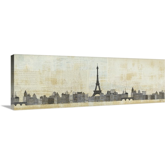 Great BIG Canvas | "Eiffel Skyline" Canvas Wall Art - 36x12