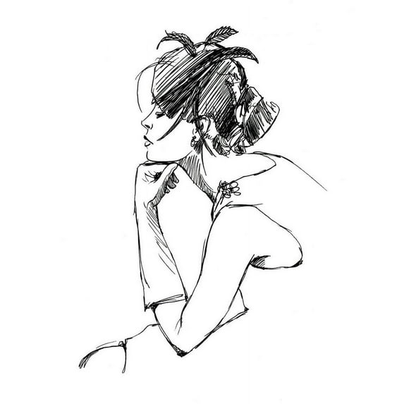 Great BIG Canvas | "Elegant Fashion Study II" Black Framed Print - 16x20