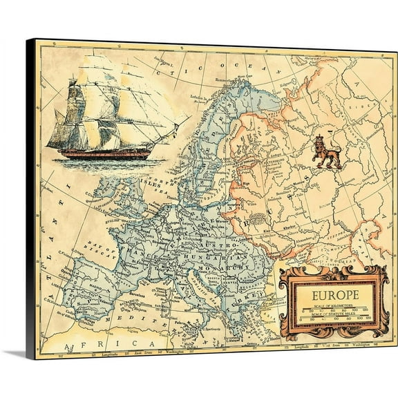 Great BIG Canvas | "Europe Map" Canvas Wall Art - 20x16