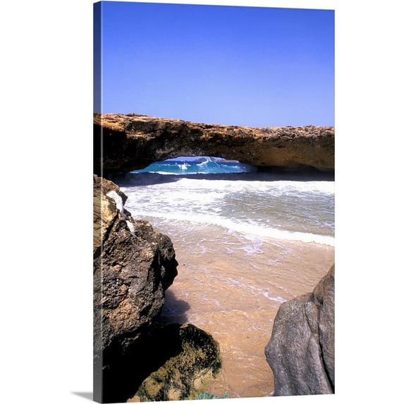 Great BIG Canvas | "Famous Natural Bridge in Aruba" Canvas Wall Art - 24x36