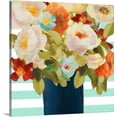 thumbnail image 1 of Great BIG Canvas | "Flowers on Stripes II" Canvas Wall Art - 30x30, 1 of 2