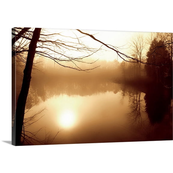 Great BIG Canvas | "Fog on Shelly Lake II" Canvas Wall Art - 30x20